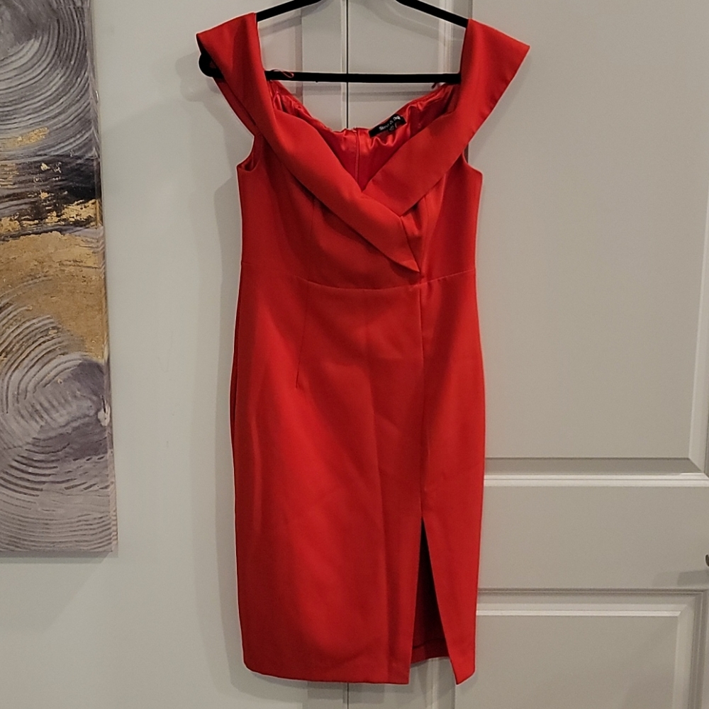 Strut & Bolt Red Off Shoulder Dress